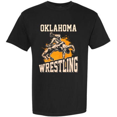 Oklahoma Wrestling Dad Mom Gift For Wrestler Son Garment-Dyed Heavyweight T-Shirt