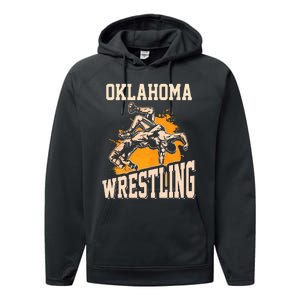 Oklahoma Wrestling Dad Mom Gift For Wrestler Son Performance Fleece Hoodie