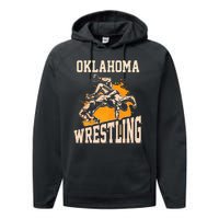 Oklahoma Wrestling Dad Mom Gift For Wrestler Son Performance Fleece Hoodie