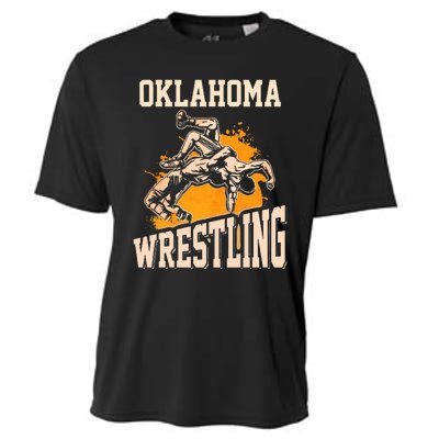 Oklahoma Wrestling Dad Mom Gift For Wrestler Son Cooling Performance Crew T-Shirt