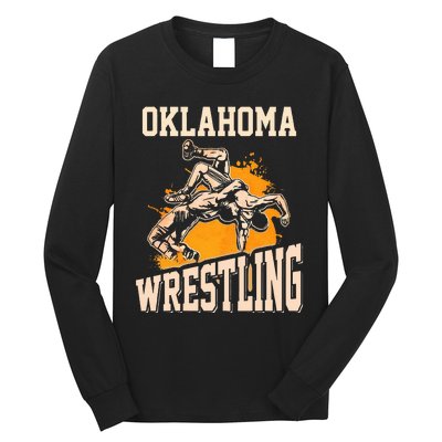 Oklahoma Wrestling Dad Mom Gift For Wrestler Son Long Sleeve Shirt