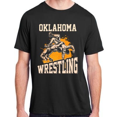 Oklahoma Wrestling Dad Mom Gift For Wrestler Son Adult ChromaSoft Performance T-Shirt