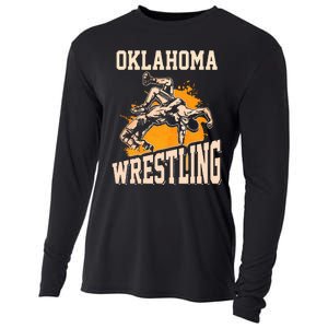 Oklahoma Wrestling Dad Mom Gift For Wrestler Son Cooling Performance Long Sleeve Crew