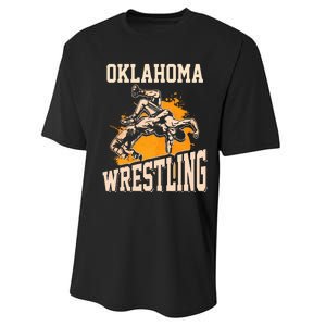 Oklahoma Wrestling Dad Mom Gift For Wrestler Son Performance Sprint T-Shirt