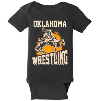Oklahoma Wrestling Dad Mom Gift For Wrestler Son Baby Bodysuit
