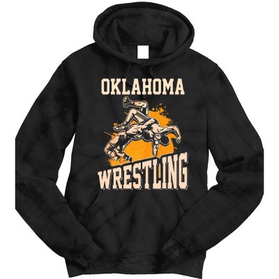 Oklahoma Wrestling Dad Mom Gift For Wrestler Son Tie Dye Hoodie