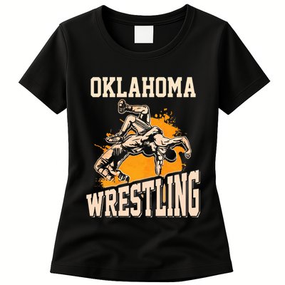 Oklahoma Wrestling Dad Mom Gift For Wrestler Son Womens T-Shirt