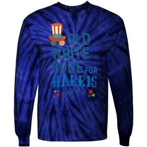 Old White Dude For Kamala Harris President 2024 Tie-Dye Long Sleeve Shirt