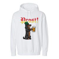 Oktoberfest Wiener Dog Prost German Costume Garment-Dyed Fleece Hoodie