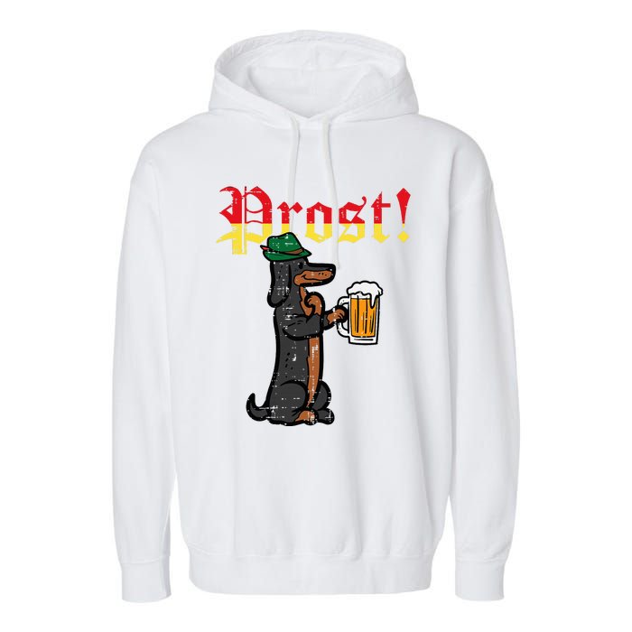 Oktoberfest Wiener Dog Prost German Costume Garment-Dyed Fleece Hoodie