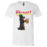 Oktoberfest Wiener Dog Prost German Costume V-Neck T-Shirt