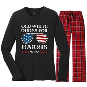 Old White Dudes For Harris Sunglasses Dad Papa For Kamala Women's Long Sleeve Flannel Pajama Set 