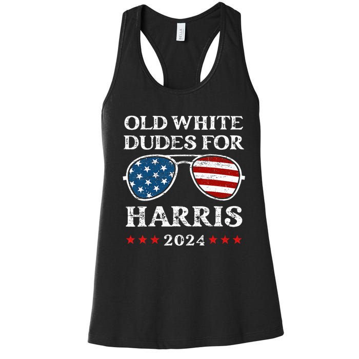 Old White Dudes For Harris Sunglasses Dad Papa For Kamala Women's Racerback Tank