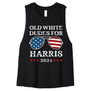 Old White Dudes For Harris Sunglasses Dad Papa For Kamala Women's Racerback Cropped Tank