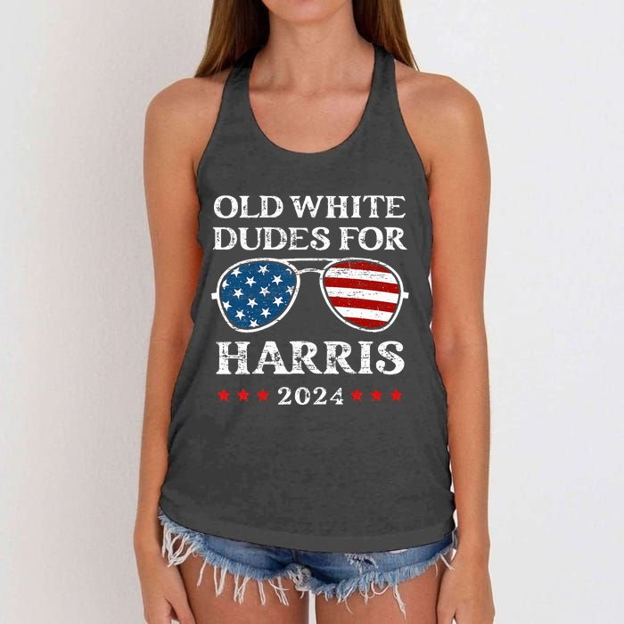 Old White Dudes For Harris Sunglasses Dad Papa For Kamala Women's Knotted Racerback Tank