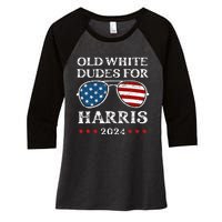 Old White Dudes For Harris Sunglasses Dad Papa For Kamala Women's Tri-Blend 3/4-Sleeve Raglan Shirt