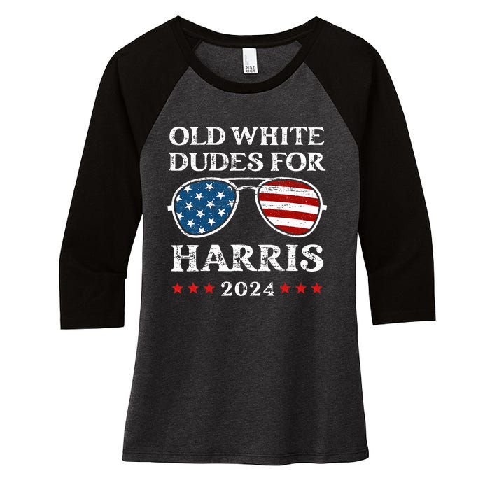 Old White Dudes For Harris Sunglasses Dad Papa For Kamala Women's Tri-Blend 3/4-Sleeve Raglan Shirt