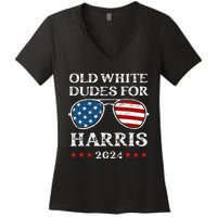 Old White Dudes For Harris Sunglasses Dad Papa For Kamala Women's V-Neck T-Shirt