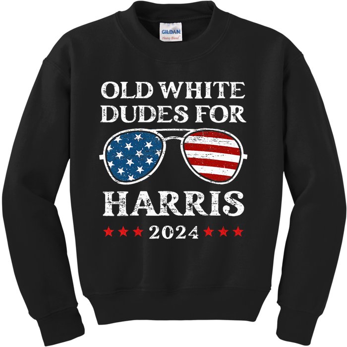 Old White Dudes For Harris Sunglasses Dad Papa For Kamala Kids Sweatshirt