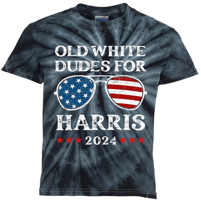 Old White Dudes For Harris Sunglasses Dad Papa For Kamala Kids Tie-Dye T-Shirt