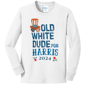 Old White Dude For Kamala Harris President 2024 Kids Long Sleeve Shirt