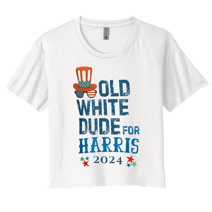 Old White Dude For Kamalaharris President 2024 Women's Crop Top Tee