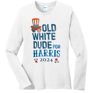 Old White Dude For Kamalaharris President 2024 Ladies Long Sleeve Shirt