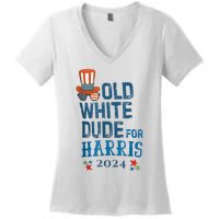 Old White Dude For Kamalaharris President 2024 Women's V-Neck T-Shirt