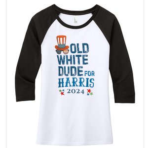 Old White Dude For Kamalaharris President 2024 Women's Tri-Blend 3/4-Sleeve Raglan Shirt