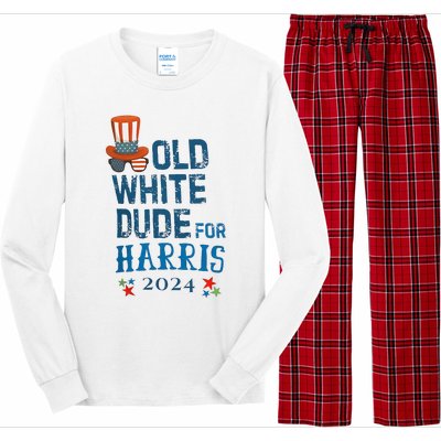 Old White Dude For Kamala Harris President 2024 Long Sleeve Pajama Set