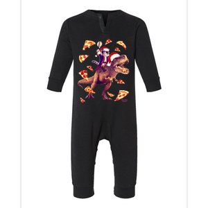 Oh What Fun It Is To Ride Christmas Pizza Cat Riding Trex Gift Infant Fleece One Piece