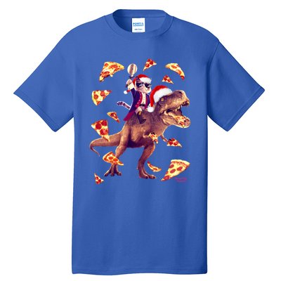 Oh What Fun It Is To Ride Christmas Pizza Cat Riding Trex Gift Tall T-Shirt