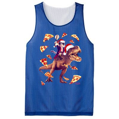 Oh What Fun It Is To Ride Christmas Pizza Cat Riding Trex Gift Mesh Reversible Basketball Jersey Tank