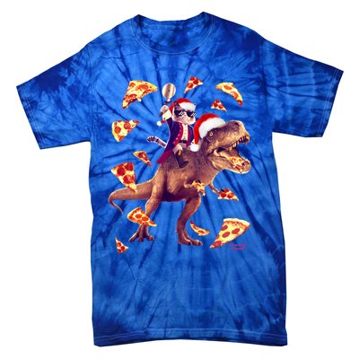 Oh What Fun It Is To Ride Christmas Pizza Cat Riding Trex Gift Tie-Dye T-Shirt