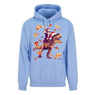 Oh What Fun It Is To Ride Christmas Pizza Cat Riding Trex Gift Unisex Surf Hoodie