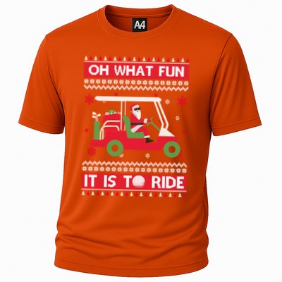 Oh What Fun It Is To Ride Golf Ugly Christmas Xmas Gift Cooling Performance Crew T-Shirt