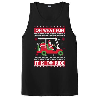 Oh What Fun It Is To Ride Golf Ugly Christmas Xmas Gift PosiCharge Competitor Tank