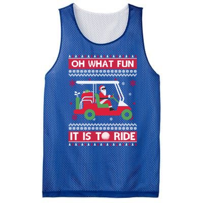 Oh What Fun It Is To Ride Golf Ugly Christmas Xmas Gift Mesh Reversible Basketball Jersey Tank