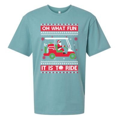 Oh What Fun It Is To Ride Golf Ugly Christmas Xmas Gift Sueded Cloud Jersey T-Shirt