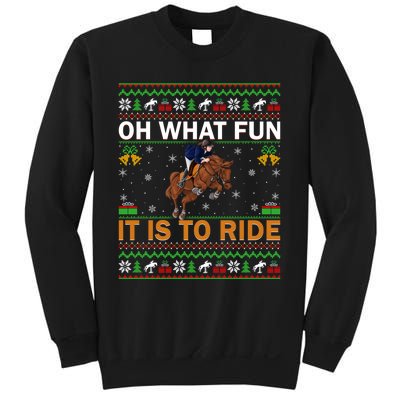 Oh What Fun It Is To Ride Horse Ugly Christmas Horse Rider Xmas Sweatshirt