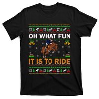 Oh What Fun It Is To Ride Horse Ugly Christmas Horse Rider Xmas T-Shirt