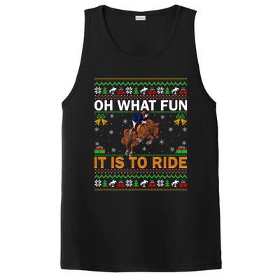 Oh What Fun It Is To Ride Horse Ugly Christmas Horse Rider Xmas PosiCharge Competitor Tank