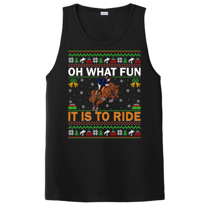 Oh What Fun It Is To Ride Horse Ugly Christmas Horse Rider Xmas PosiCharge Competitor Tank