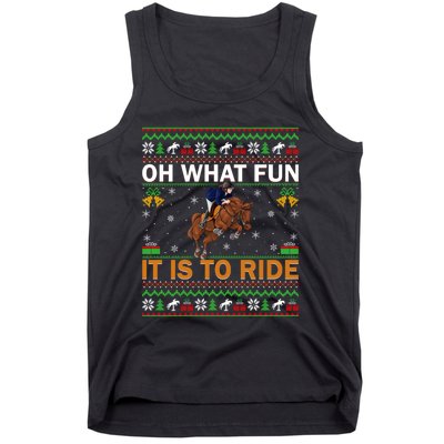 Oh What Fun It Is To Ride Horse Ugly Christmas Horse Rider Xmas Tank Top