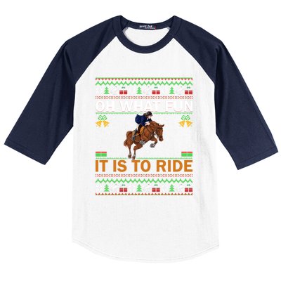 Oh What Fun It Is To Ride Horse Ugly Christmas Horse Rider Xmas Baseball Sleeve Shirt