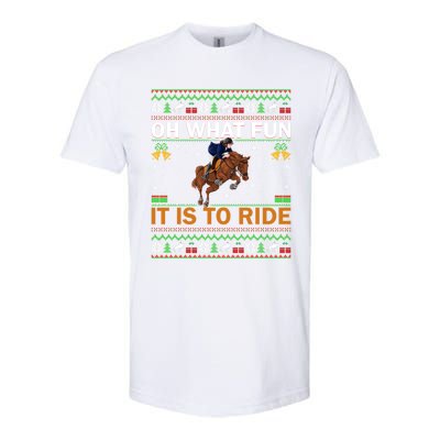 Oh What Fun It Is To Ride Horse Ugly Christmas Horse Rider Xmas Softstyle CVC T-Shirt