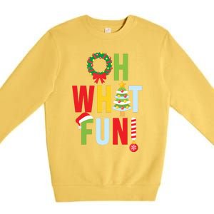 Oh What Fun Christmas With Wreath And Tree Premium Crewneck Sweatshirt