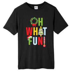 Oh What Fun Christmas With Wreath And Tree Tall Fusion ChromaSoft Performance T-Shirt