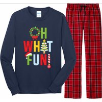 Oh What Fun Christmas With Wreath And Tree Long Sleeve Pajama Set