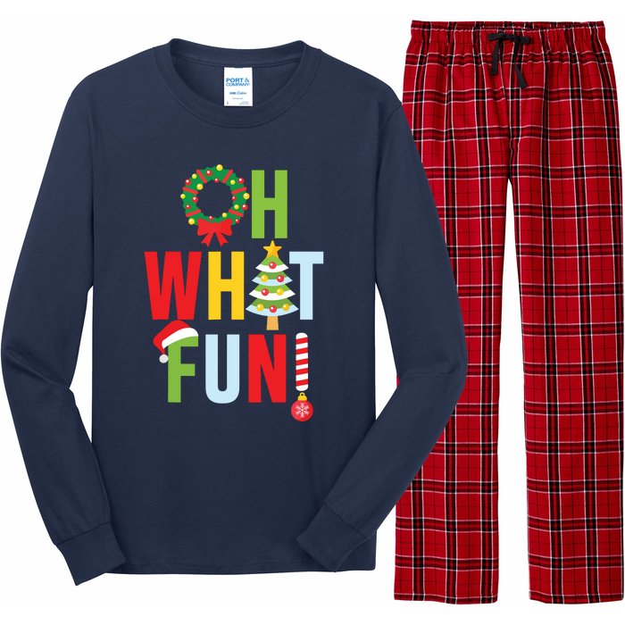 Oh What Fun Christmas With Wreath And Tree Long Sleeve Pajama Set